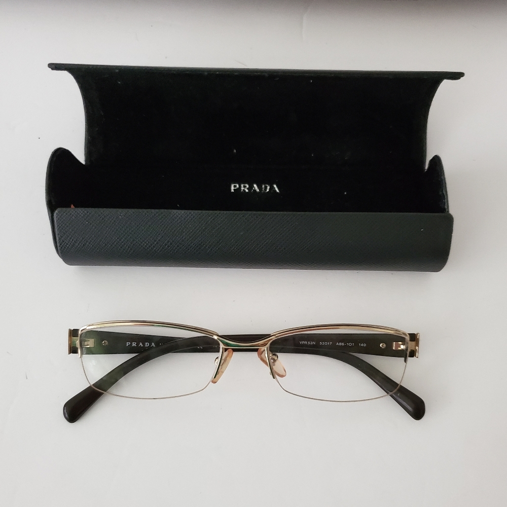 COPY - Prada Semi Rimless Silver/Bown Eyeglass Frames